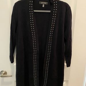 Black Cardigan with Studded Trim
